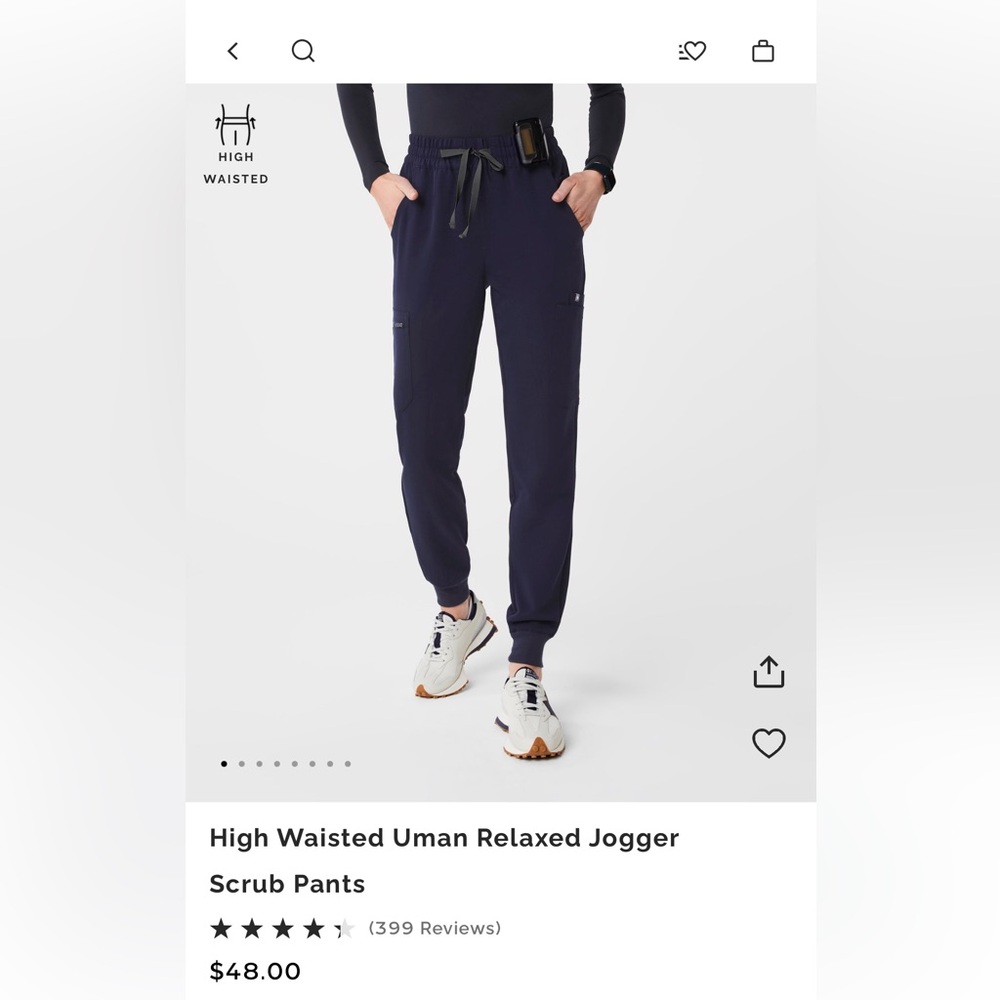High Wasted Uman Relaxed Jogger Scrub Pants - Navy